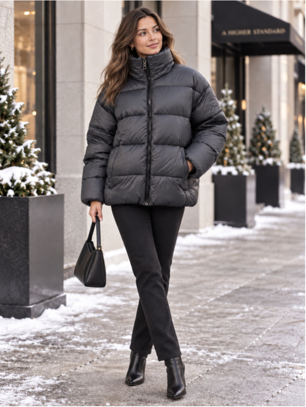 NOIZE Avalon Puffer Jacket Women L NWT Jilly Box Gorp Techwear Apres Ski Black